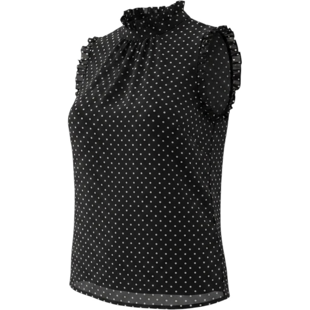 Who What Wear Sheer Tank‎ Black and White Polka Dot Ruffle size Small